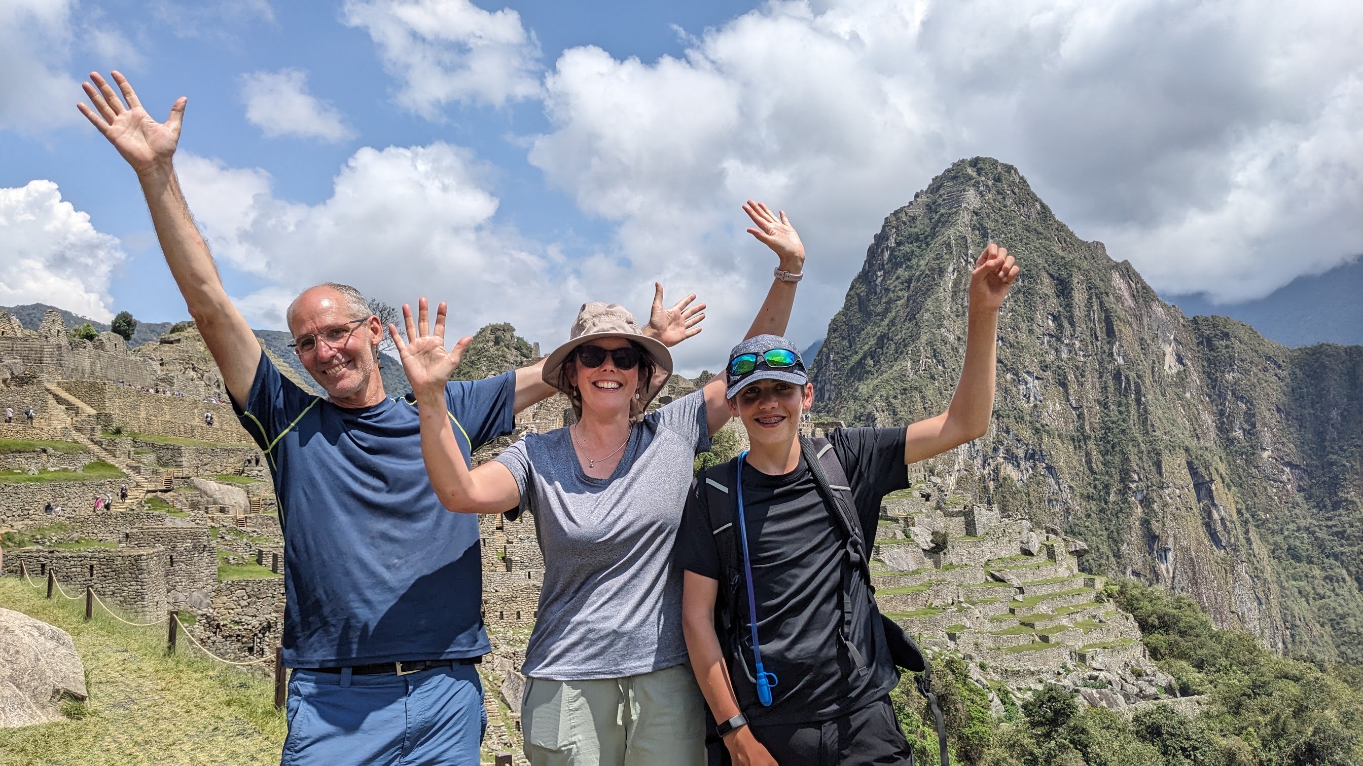 Tom and family celebrating at Machu Picchu