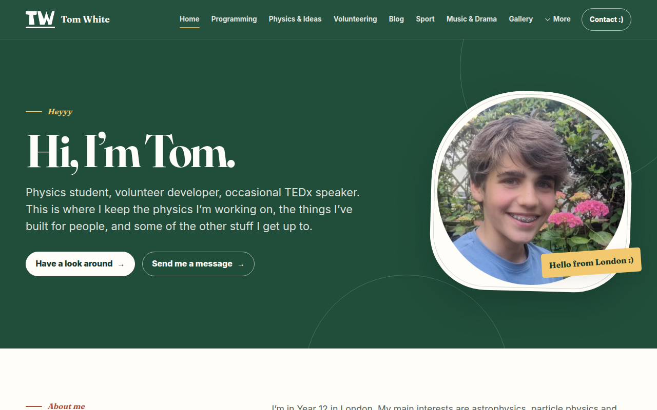 The homepage of thomaswhite.me